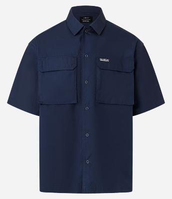 Camisa Boxy em Tricoline com Bolsos Cargo e Etiqueta