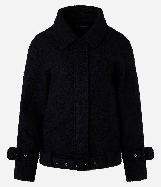 Jaqueta  em Bouclé com Fivela no Punho e Barra - 1