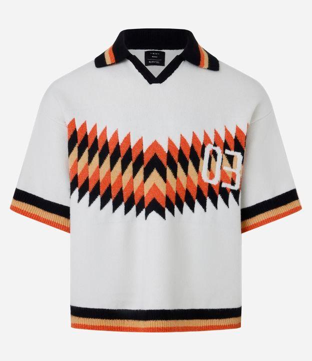 Camisa Polo Boxy em Tricô com Estampa Abstrata - 1