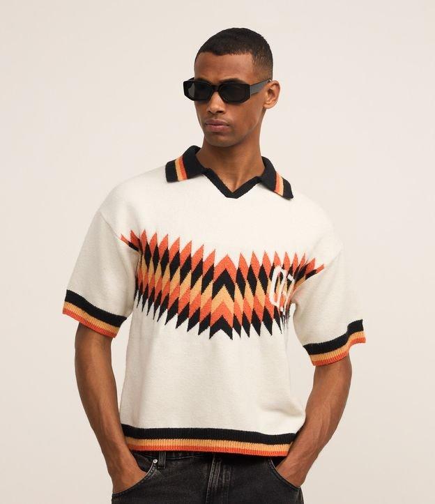 Camisa Polo Boxy em Tricô com Estampa Abstrata - 2