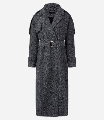 Casaco Alongado em Tweed com Cinto Fivela