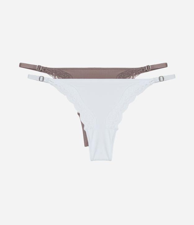 Kit 02 Calcinhas String Fio em Microfibra com Renda - 1