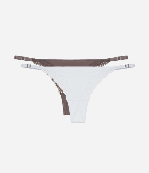 Kit 02 Calcinhas String Fio em Microfibra com Renda - 2