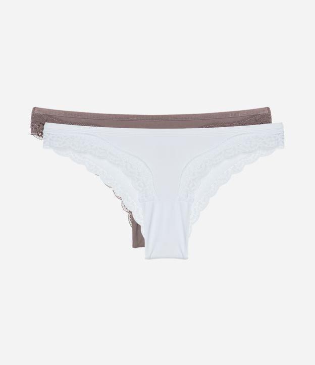 Kit 02 Calcinhas Biquíni em Microfibra com Detalhe em Renda - 1
