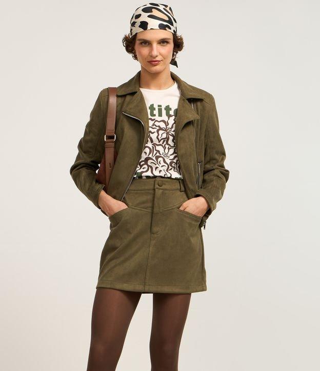 Saia Curta em Suede com Recortes - 2