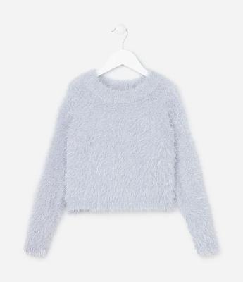 Suéter Infantil Peludinho com Fio Metalizado - Tam 5 a 14 Anos