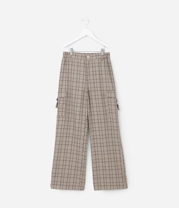 Calça Infantil com Bolsos Cargo e Estampa Xadrez - Tam 5 a 14 Anos - 1