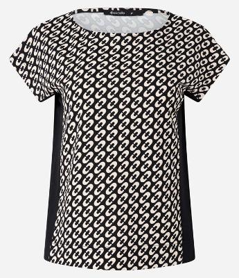 Blusa em Crepe com Contraste Lateral e Estampa Geométrica