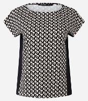 Blusa em Crepe com Contraste Lateral e Estampa Geométrica - 1