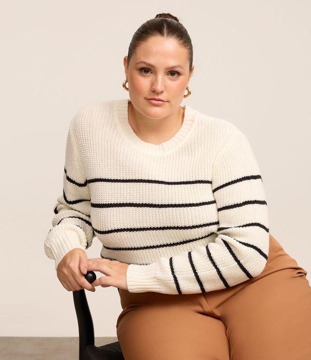 Suéter em Tricô com Listras Curve & Plus Size - 2
