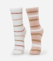 Kit 02 Meias Cano Alto em Chenille Listradas - 1