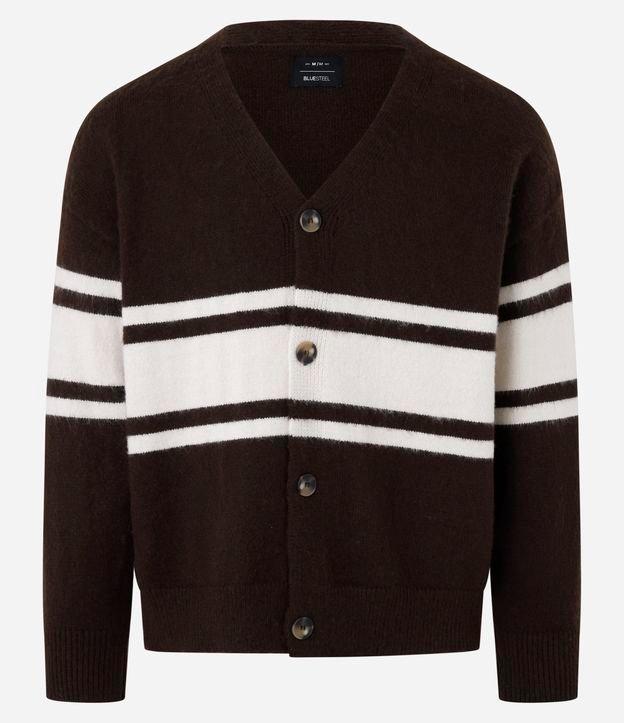 Cardigan Boxy em Tricô com Listras - 1