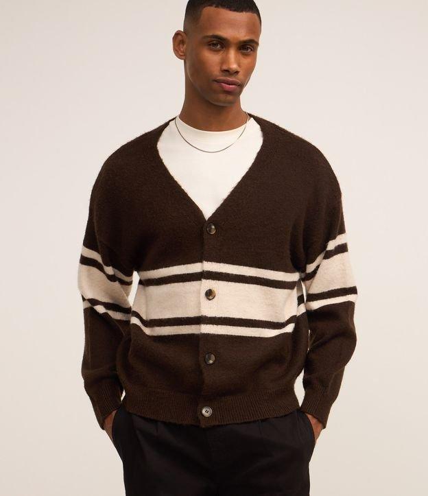 Cardigan Boxy em Tricô com Listras - 2