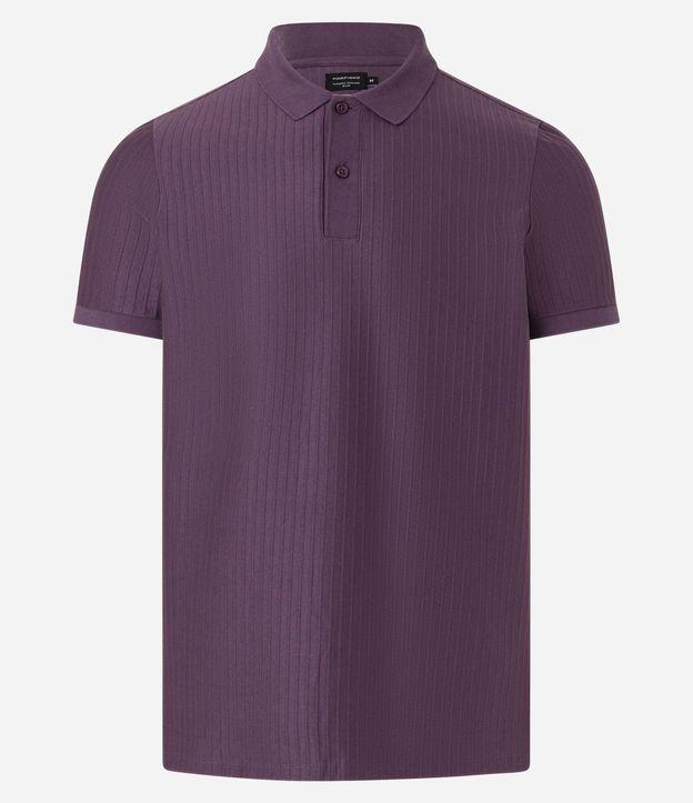 Camisa Polo Slim com Textura Vertical Listrada - 1
