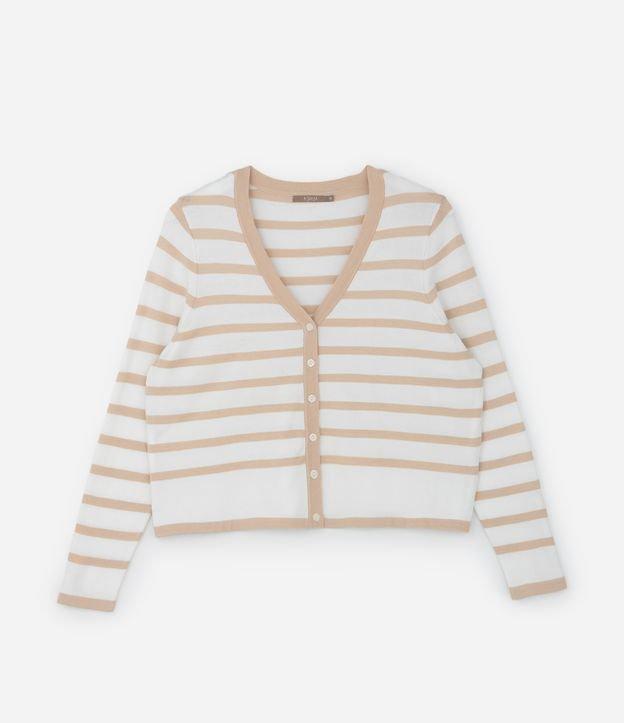 Cardigan em Tricô Leve Listrado Curve & Plus Size - 1