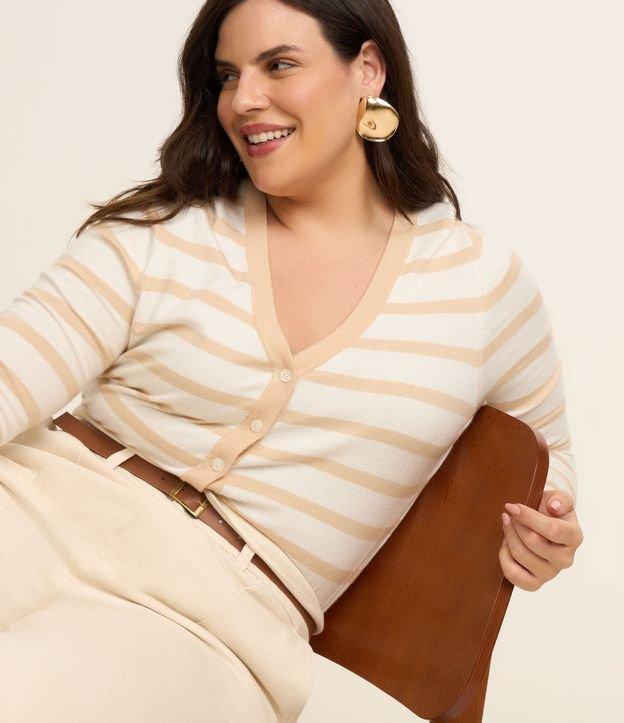 Cardigan em Tricô Leve Listrado Curve & Plus Size - 2