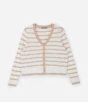 Cardigan em Tricô Leve Listrado Curve & Plus Size - 1