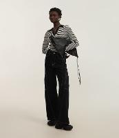 Calça Wide Leg em Sarja com Bolso Cargo Embutido - 1