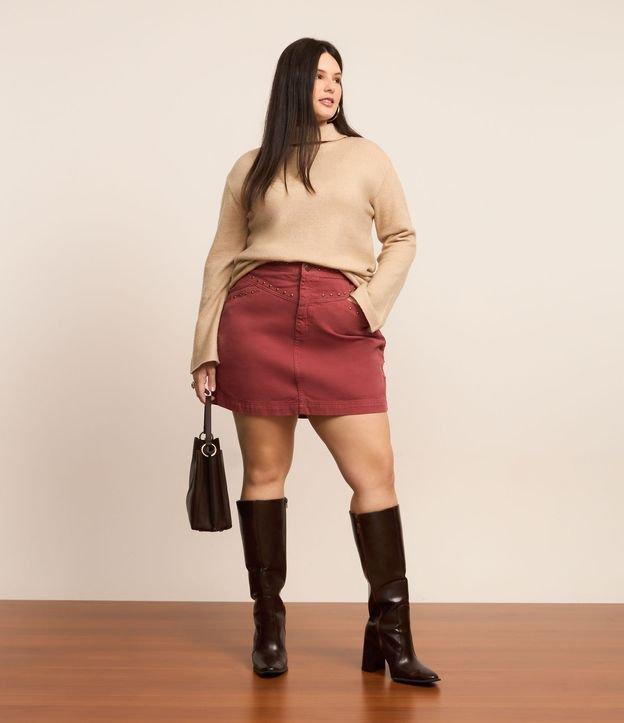 Saia Curta em Sarja com Tachinhas Frontais Curve & Plus Size - 2