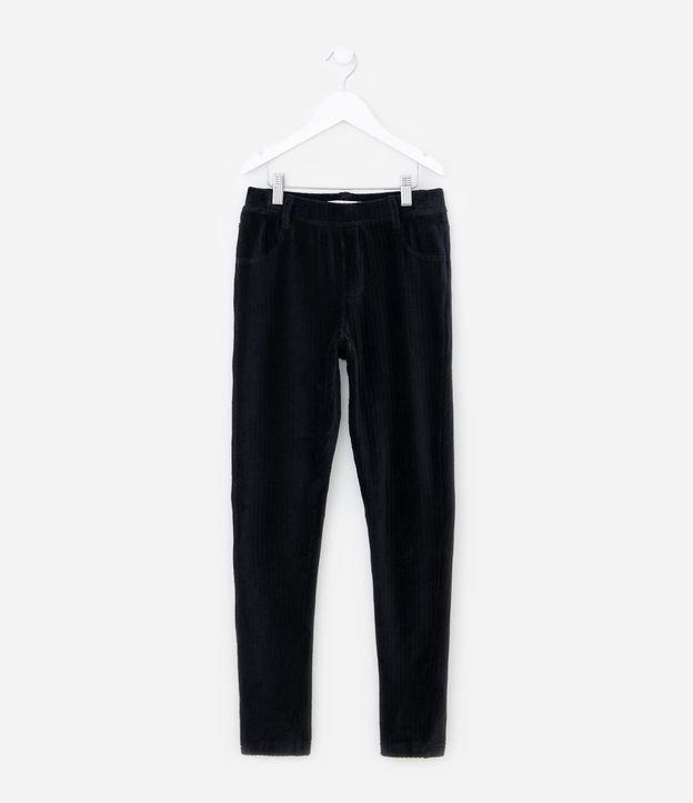 Calça Legging Infantil em Veludo com Bolsos Fake - Tam 5 a 14  Anos - 1