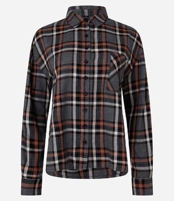 Camisa Oversized em Flanela Xadrez com Bolsinho