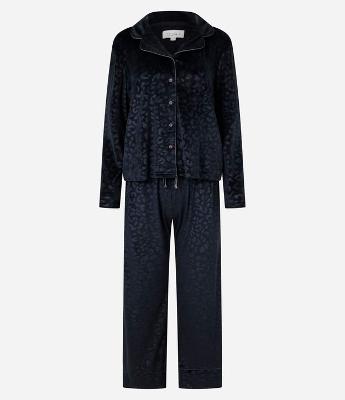 Pijama Americano Longo em Plush Texturizado Animal Print