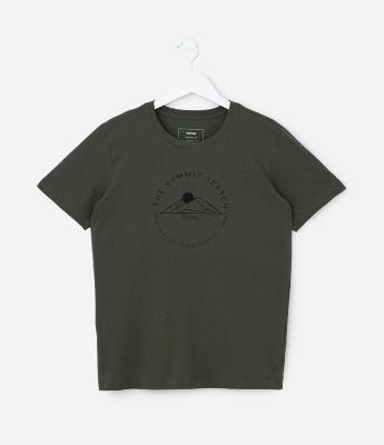 Camiseta Infantil com Estampa Montanhas - Tam 5 a 14 Anos