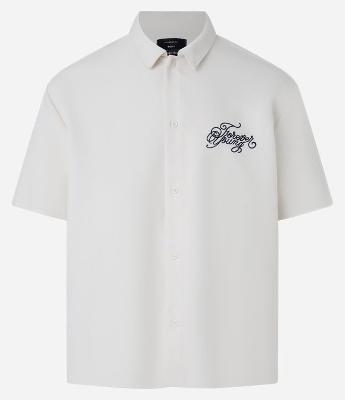 Camisa Boxy em Viscose com Bordado no Peito e Costas