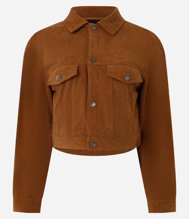 Jaqueta Curta em Veludo Cotele com Botões Frontais - 1