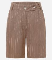 Bermuda Reta em Viscolinho Listrado com Riscas de Giz - 1