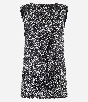 Vestido Curto em Paetê com Ombreira e Costas Abertas