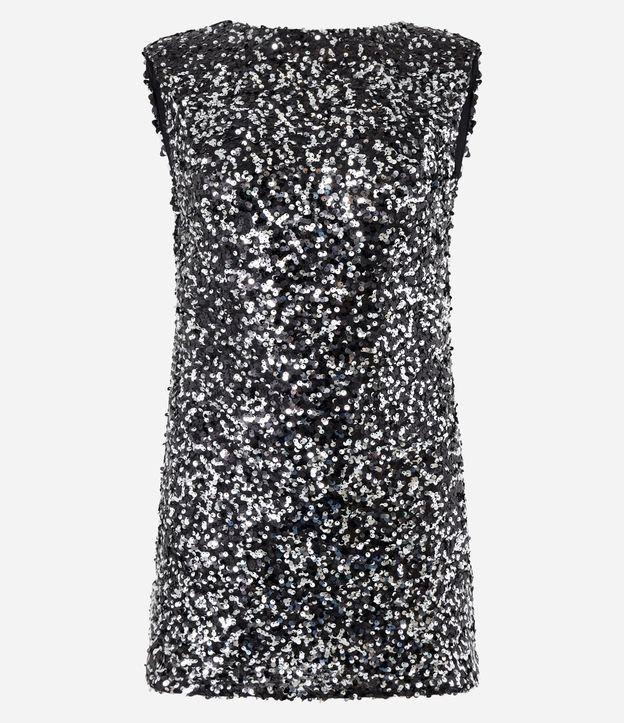 Vestido Curto em Paetê com Ombreira e Costas Abertas - 1