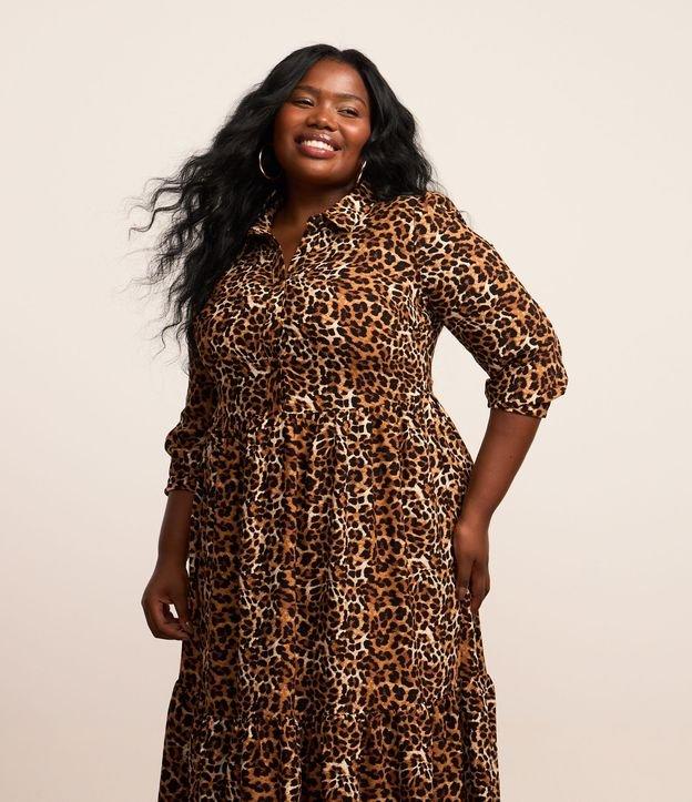 Vestido Midi em Crepe com Estampa Animal Print Curve & Plus Size - 3