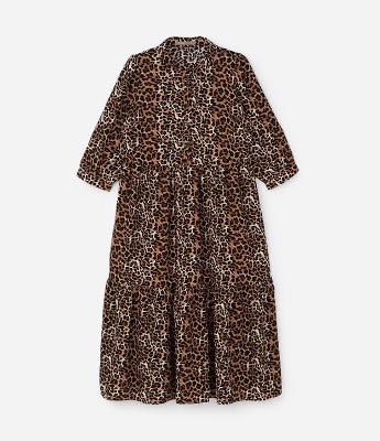 Vestido Midi em Crepe com Estampa Animal Print Curve & Plus Size