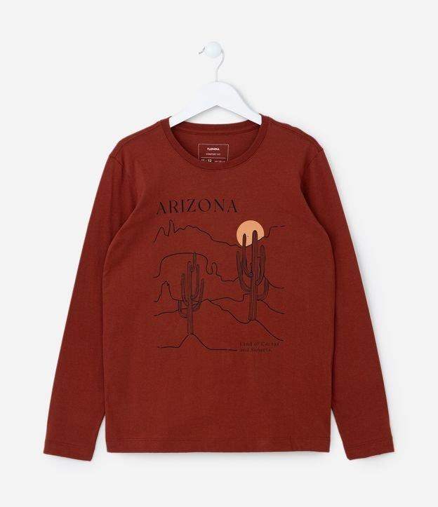 Camiseta Infantil com Estampa Paisagem de Cactos - Tam 5 a 14 Anos - 1