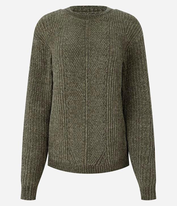 Suéter em Tricô com Textura e e Punho Canelado - 1