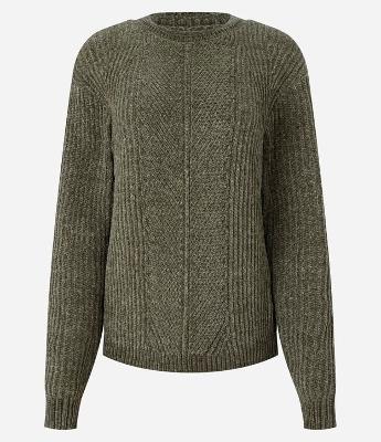 Suéter em Tricô com Textura e e Punho Canelado