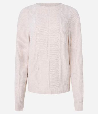 Suéter em Tricô com Textura e e Punho Canelado