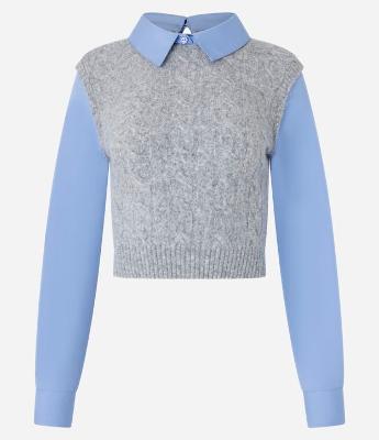 Camisa com Colete em Tricô com Textura