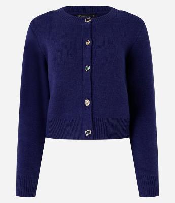 Cardigan Canelado em Tricô com Botões Mistos