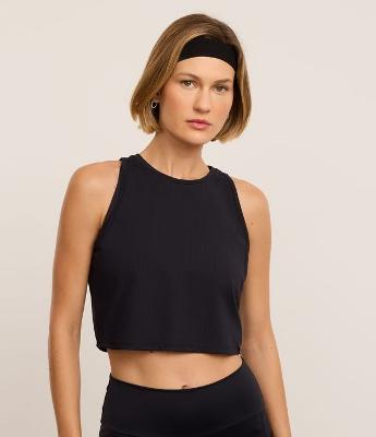 Regata Box Esportiva em Microfibra Texturizada com Recorte nas Costas