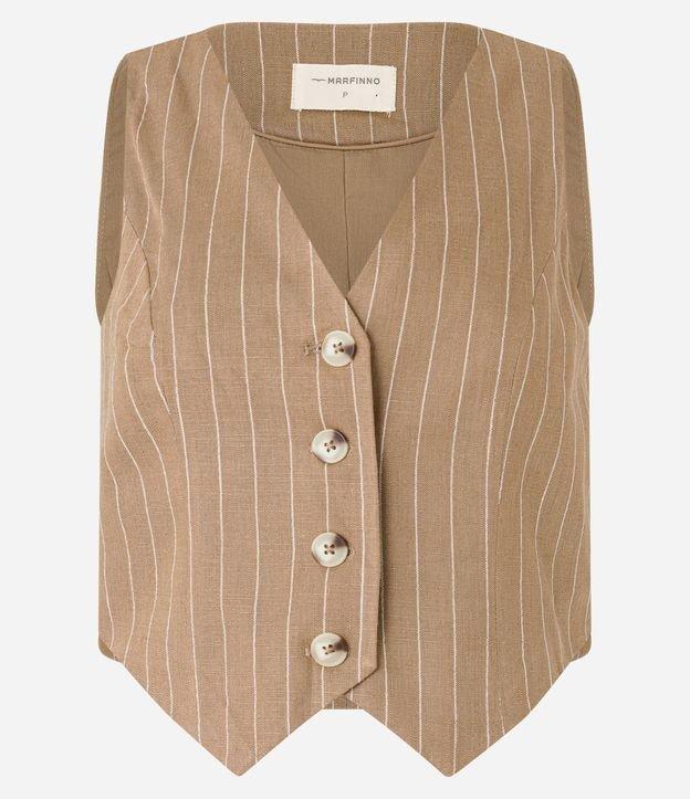 Colete em Tricô Listrado com Barra V - 1