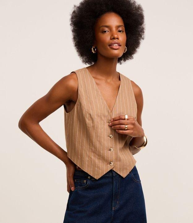 Colete em Tricô Listrado com Barra V - 2