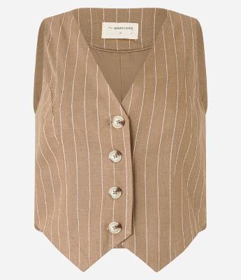 Colete em Tricô Listrado com Barra V