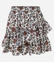 Saia Curta em Viscose com Estampa Floral e Babados - 1