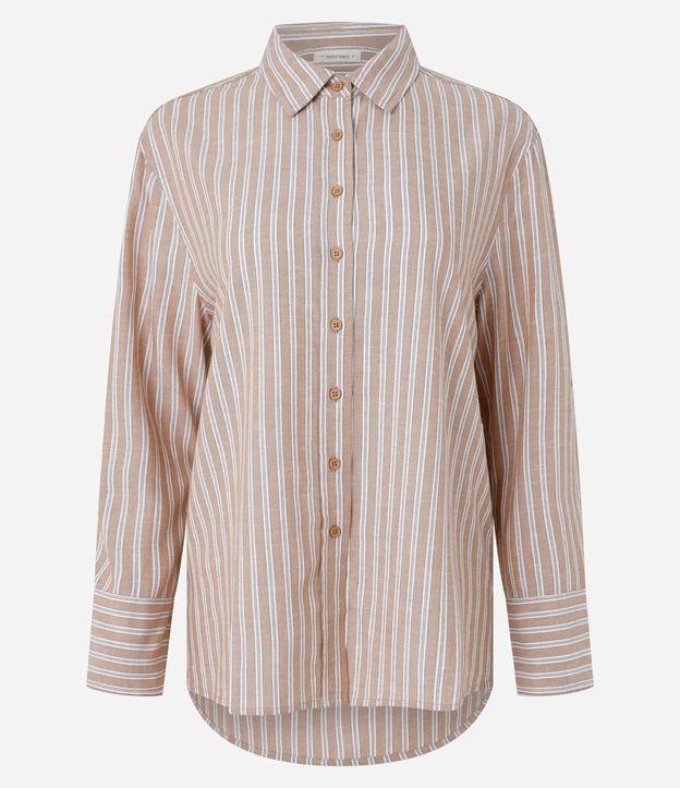 Camisa em Viscolinho Listrado com Fios Tintos - 1