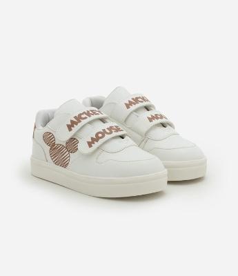 Tênis Infantil em PU com Estampa Mickey e Velcro - Tam 20 ao 27
