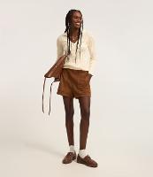 Short Regular em Suede com Botões Aplicados e Cintura Alta - 1