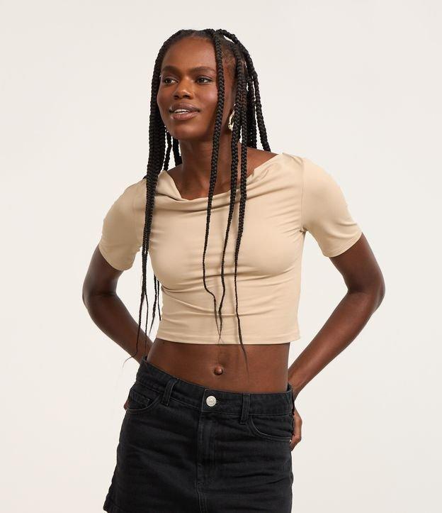 Blusa Cropped em Microfibra com Decote Degagê - 2