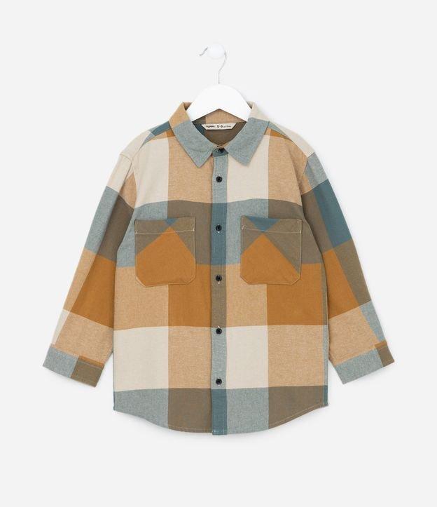 Camisa Infantil em Flanela com Estampa Xadrez - Tam 5 a 14 Anos - 1